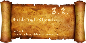 Belányi Klaudia névjegykártya