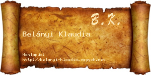 Belányi Klaudia névjegykártya